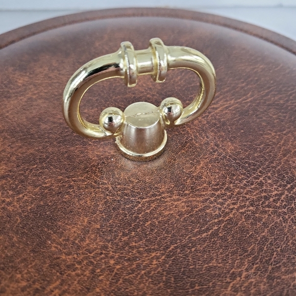 Vintage MCM Retro Brown Faux Leather Tall Ice Bucket - Picture 8 of 9